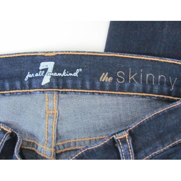 7 For All Mankind The Skinny Jeans Women's / Girl's 27" x 29" Dark Wash NWOT - Picture 3 of 4